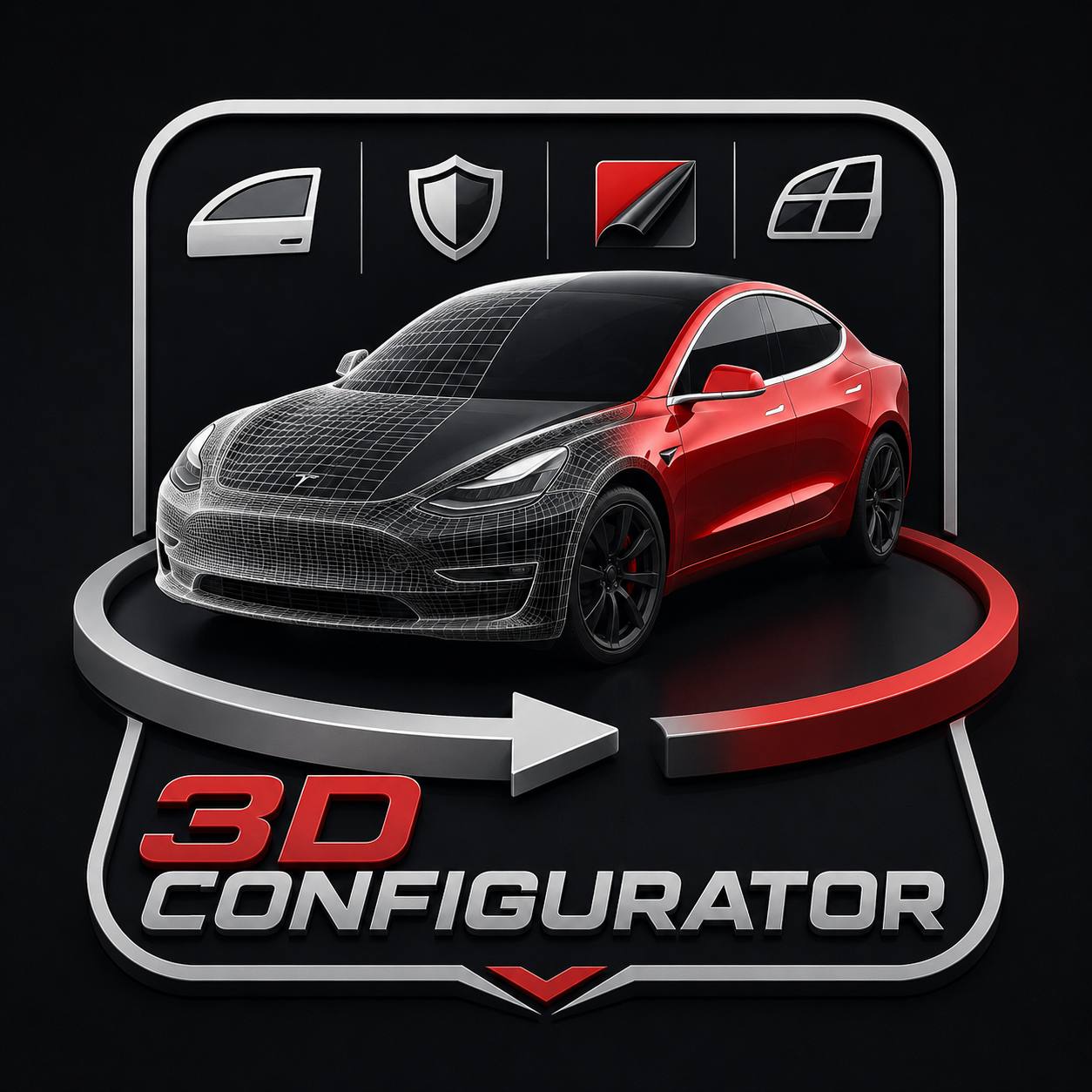 3D configurator previewing Color PPF colors and finishes on a vehicle