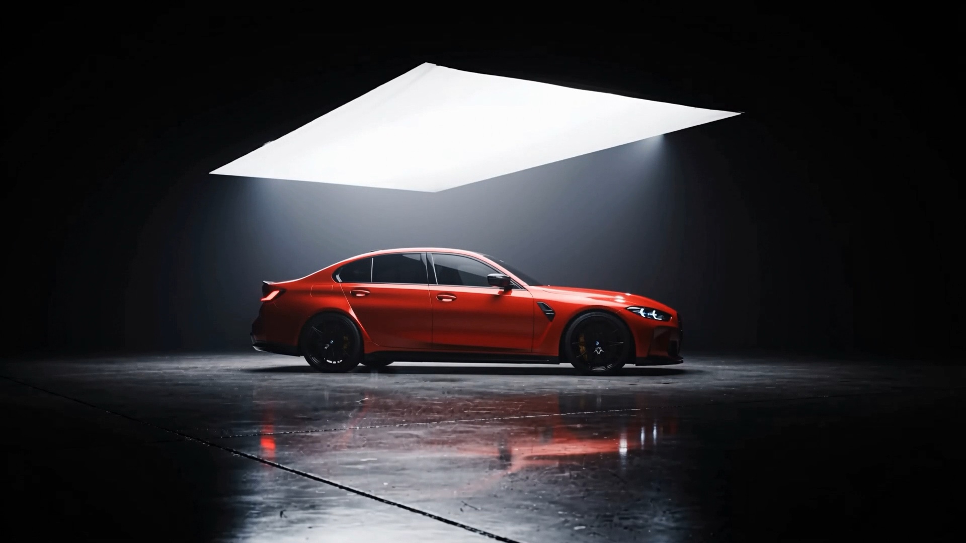 BMW M3 in a red color change wrap